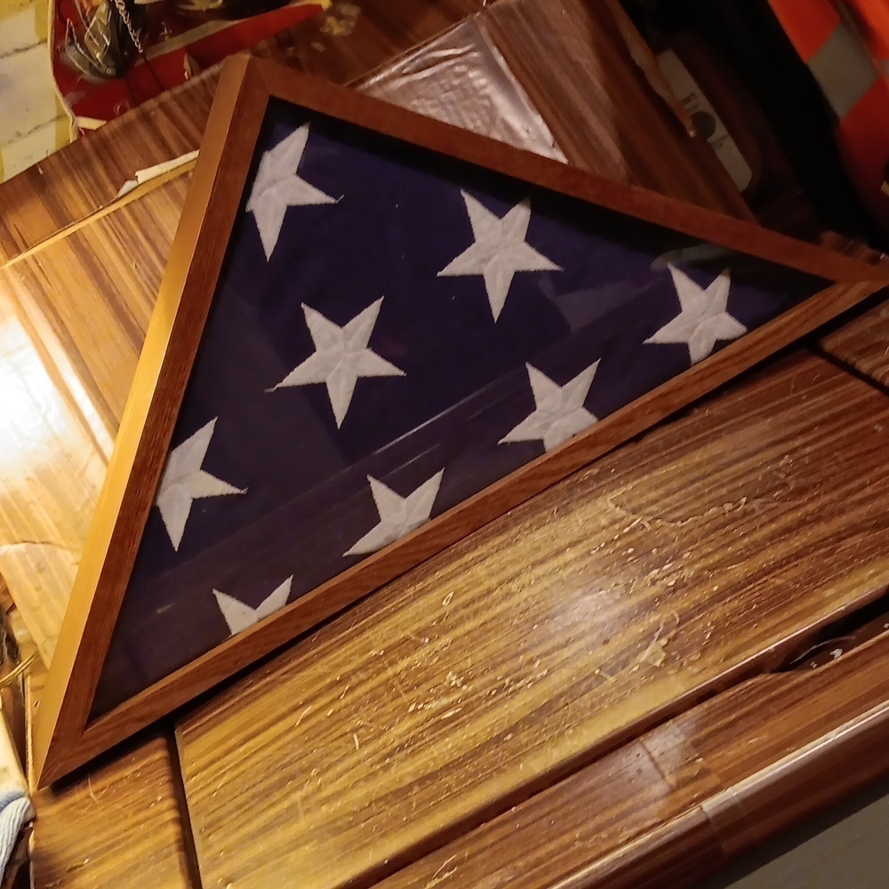 American flag and case